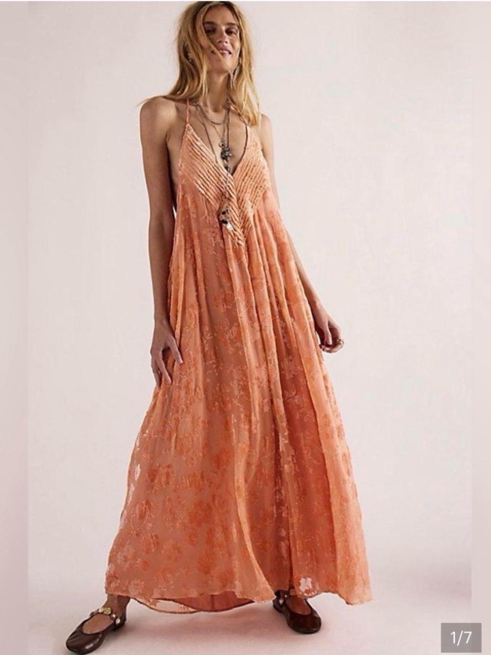 Free people low back coral Catalina dress - size small (runs big)